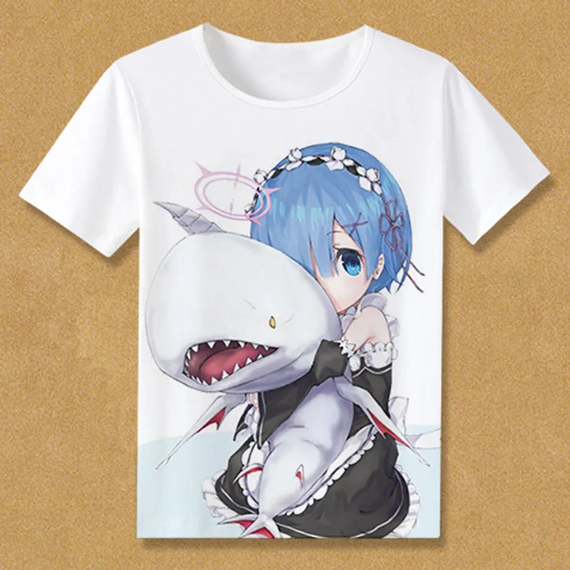 Новая летняя футболка с рисунком аниме Re:Zero kara Hajimeru Isekai Seikatsu для мужчин и женщин