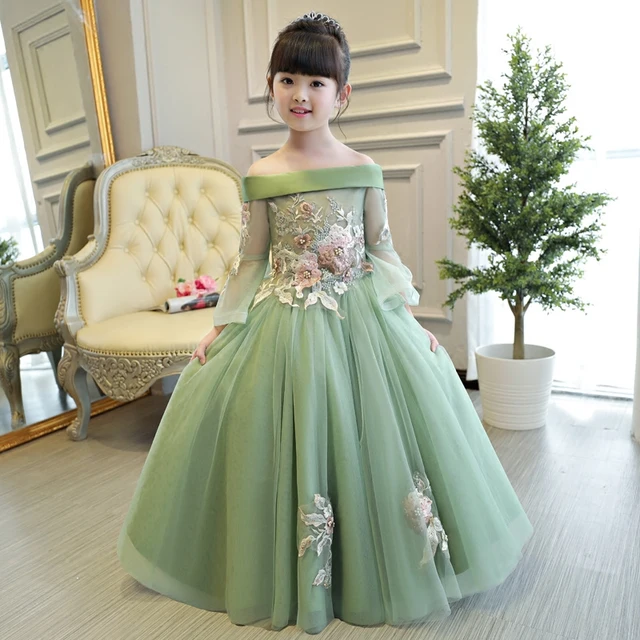 2018new european luxury girls party princess dress kids embroidered christmas ball gown
