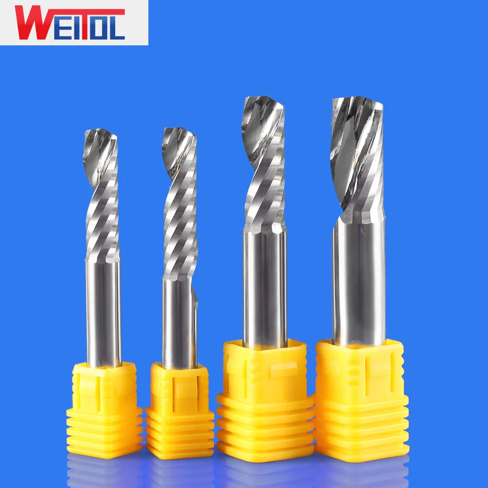 WeiTol 1 шт. 8 мм 10 12 одна канавка Спиральные Биты CNC акриловые режущие инструменты