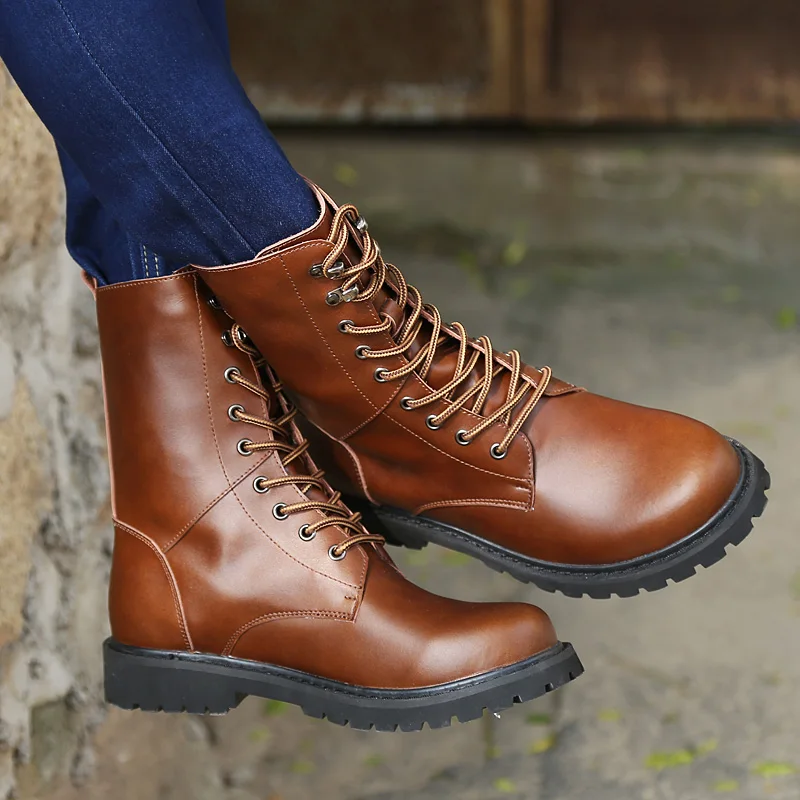 

Men Boots Breathable Genuine Leather Shoes High Top Shoes Outdoor Casual Men Winter Shoes Autumn Boots For Men Botas Homme FM258