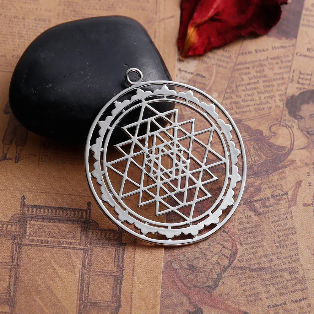 

DoreenBeads Copper Silver Tone Gold Sri Yantra Meditation Hollow Pendants DIY Jewelry Components 45mm x 40mm(1 5/8"), 1 Piece