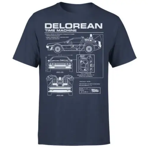 

Back To The Future DeLorean Schematic T-Shirt - Navy New T Shirts Funny Tops Tee New Unisex Funny Tops