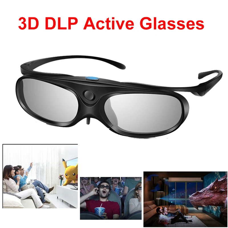 3D очки Elikliv с активным затвором DLP Link зажим совместим проектором Optoma BenQ Sharp Acer Samsung