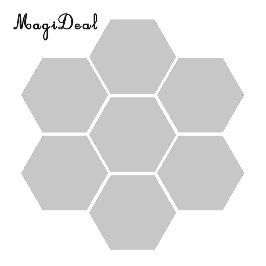 7Pcs 3D Mirror Surface Hexagon Vinyl Removable Sticky Wall Sticker Decal Coffee Cafe Bar Chic Decor Art Mural DIY