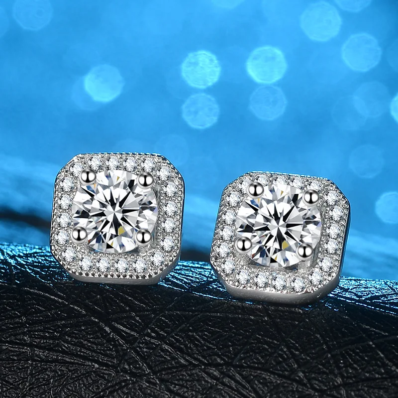 

Original Design Handmade cz unique style top quality stud earrings round Cubic Zirconia Hot Ins sterling silver 925