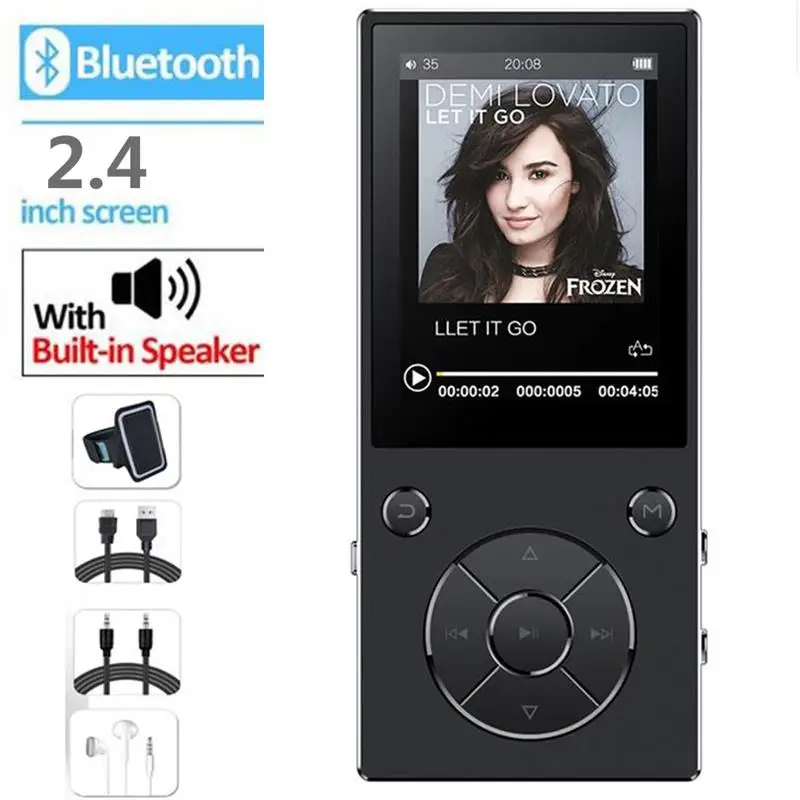 Bluetooth4.2 MP3 музыкальный плеер Встроенный динамик с 2,4 дюймов TFT Экран без потери качества звука плеер, поддержка sd-карт до 128 ГБ - Цвет: Black-Package 1