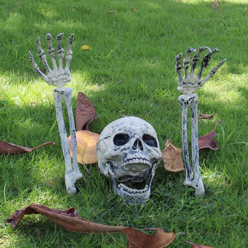 

Halloween Horror Ornaments Realistic Skeleton Bones Skull Head Halloween Party Decoration for Bar Haunted House Skull Ornaments