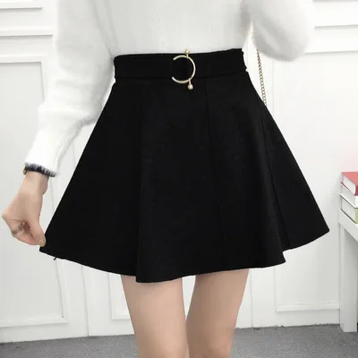 Осень зима корейский стиль плиссированная юбка размера плюс уличная Женская юбка высокая талия элегантная офисная одежда мини юбки теплые