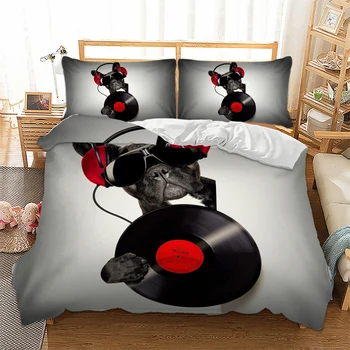 

BEST.WENSD 3D Western Animal bed set Music Dachshund comforter bedding sets king Dog bed comforter dekbedovertrek 2 persoons
