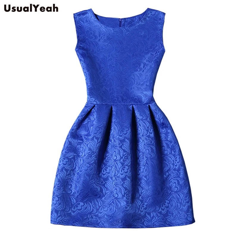 

USUALYEAH vestidos de festa Ladies summer dresses A-Line women evening party casual vintage dresses sleeveless dress color