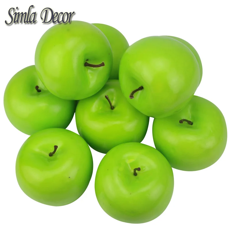 9 Pcs Lifelike Artificial Green Apple Office House Kitchen Cabinet