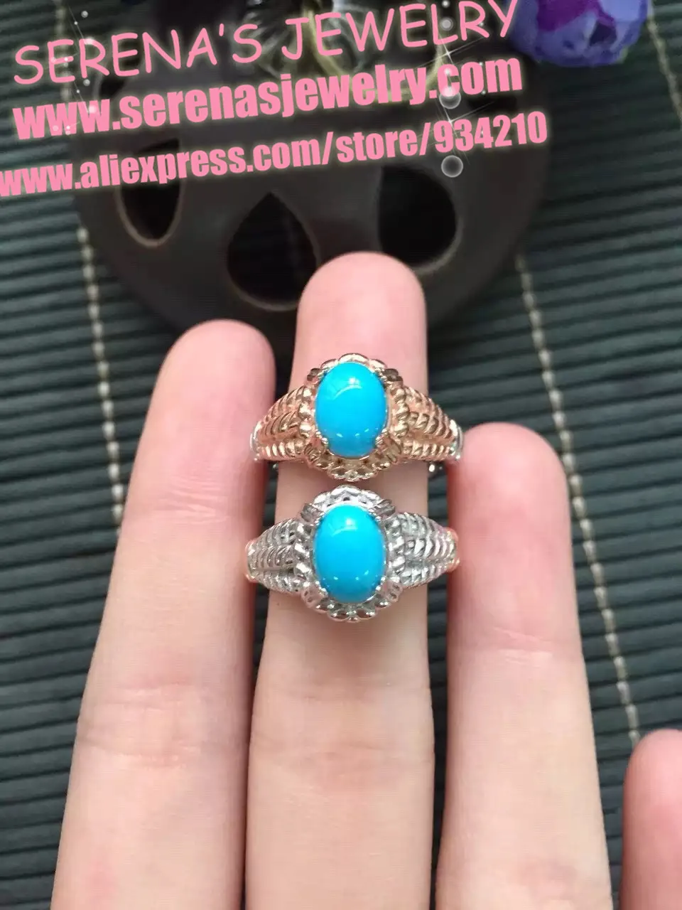 925 sterling silver Natural US turquoise ring for women gem stone size 6*8mm shipping factory ship directly