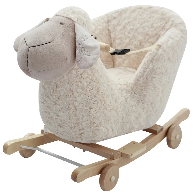

One-year birthday gift Wood rocking horse with shine and music Cute rocking chair Baby sleeping tool 12 months children's toys