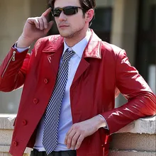 Осенне-зимнее модное короткое дизайнерское Мужское пальто из натуральной воловьей кожи, куртка для пары, повседневная верхняя одежда, красный, черный, xxxl