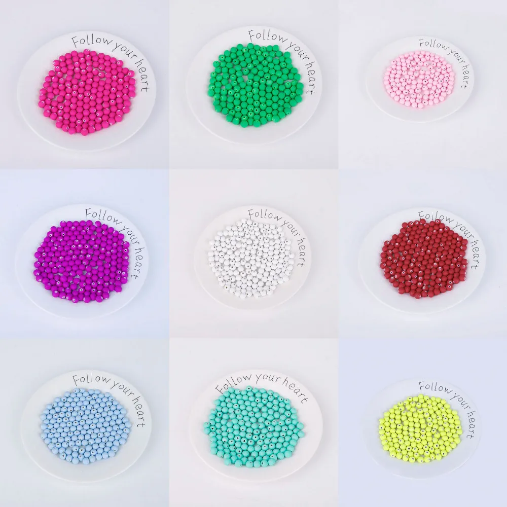 

8mm 50pcs Rubber Glass Beads High Quality Candy Color Neon Matte Loose Beads Handmade For Jewelry Making DIY Necklace Bracelet
