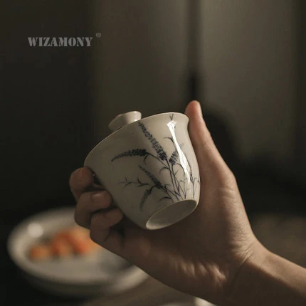 WIZAMONY 180 мл чайный набор кунг-фу чайный набор Gaiwan чашка чаша Ручная Роспись Цзиндэчжэнь элегантный чайник кофейная чашка китайский чайный горшок