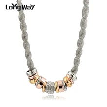 LongWay Новое поступление ожерелье s ювелирные изделия для женщин серебряный цвет длинная цепочка ожерелье витая Ссылка ожерелье s для женщин SNE170103