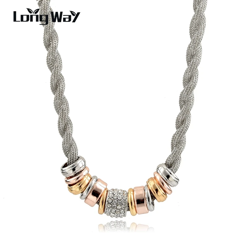

LongWay New arrival Necklaces Jewelry for Women 2019 Sliver Color long Chain necklace Twisted Link necklaces For Women SNE170103