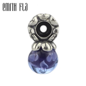 

Emith Fla Jewelry 925 Sterling Silver Flower Stopper Spacer Charm Beads Murano Glass DIY Fit for European Bracelet & Necklace