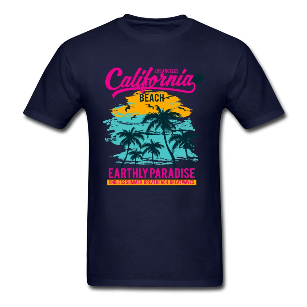 California Beach Paradise Tops T Shirt Designer Crew Neck Custom Short Sleeve 100% Cotton Mens T Shirt Design Sweatshirts California Beach Paradise navy