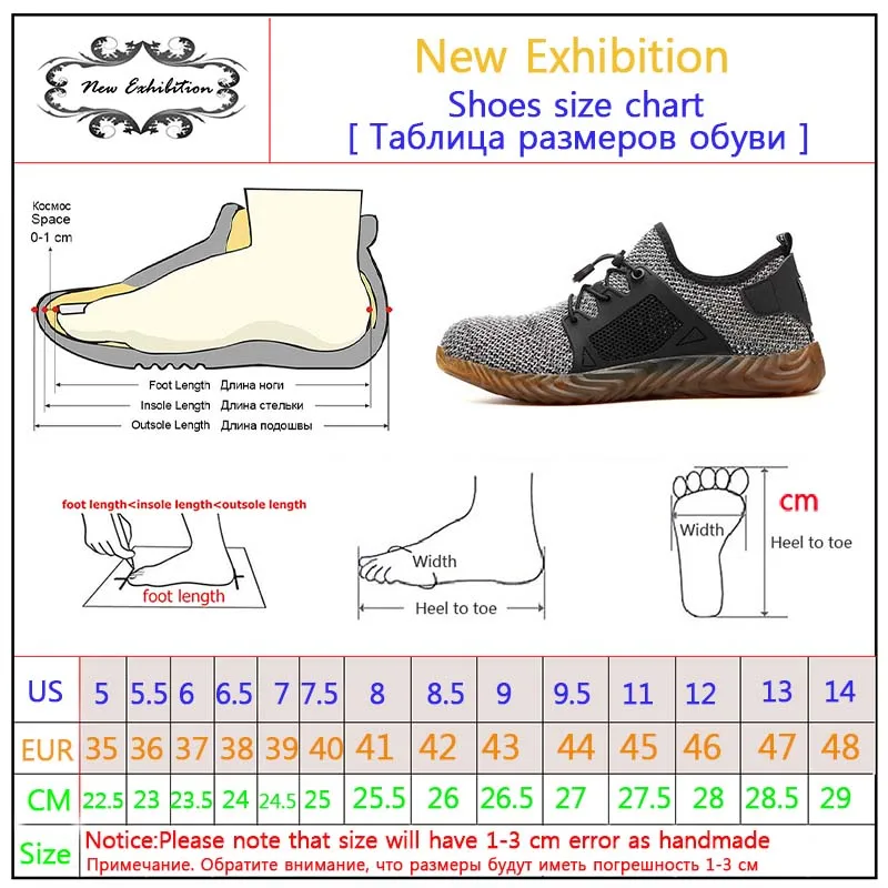 Новая модная защитная обувь для выставки, Мужская дышащая сетчатая обувь с защитой от ударов, легкая рабочая обувь со стальным носком