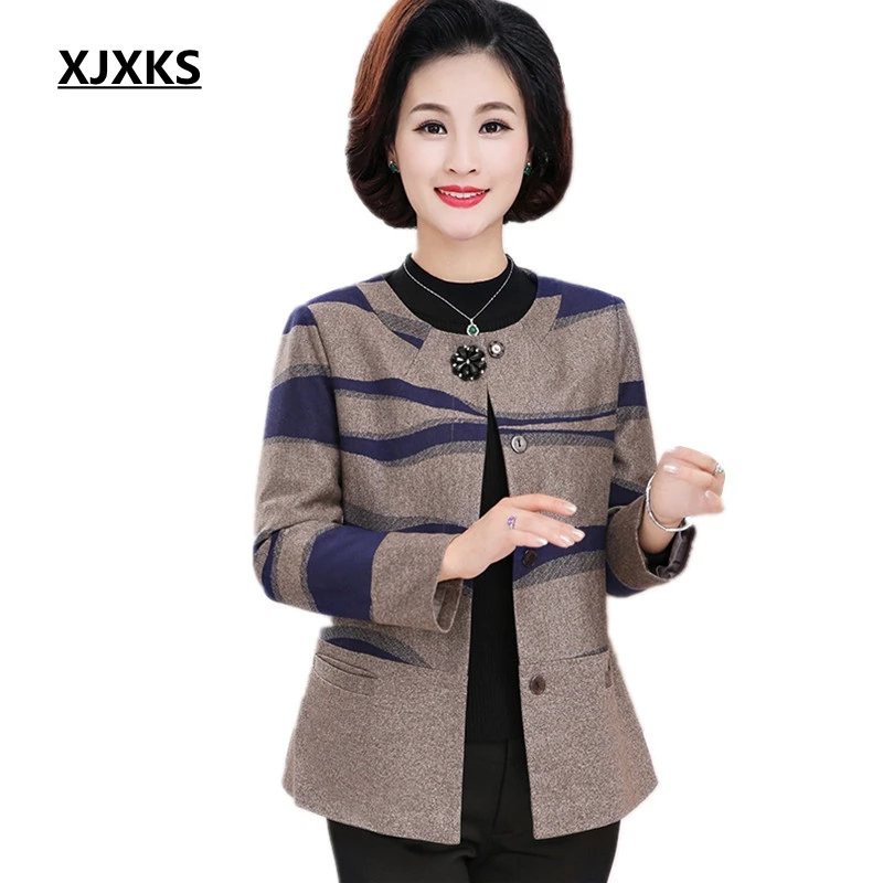 XJXKS новые женские толстые зимние куртки с круглым вырезом и длинным рукавом однобортные высококачественные теплые и удобные женские повседневные пальто