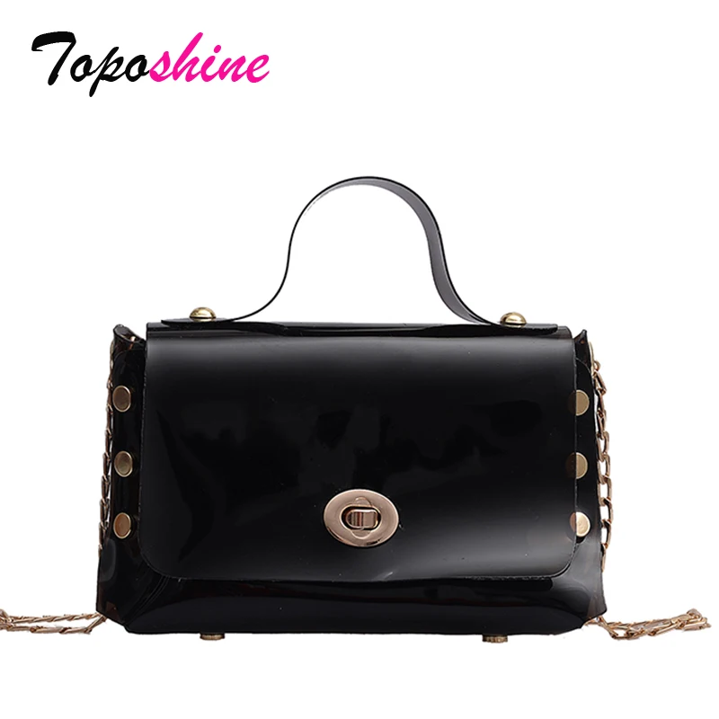

Toposhine Jelly Personality Rivet Small Square Bag Female New Fashion Personality Chain Casual Wild Shoulder Messenger Bag