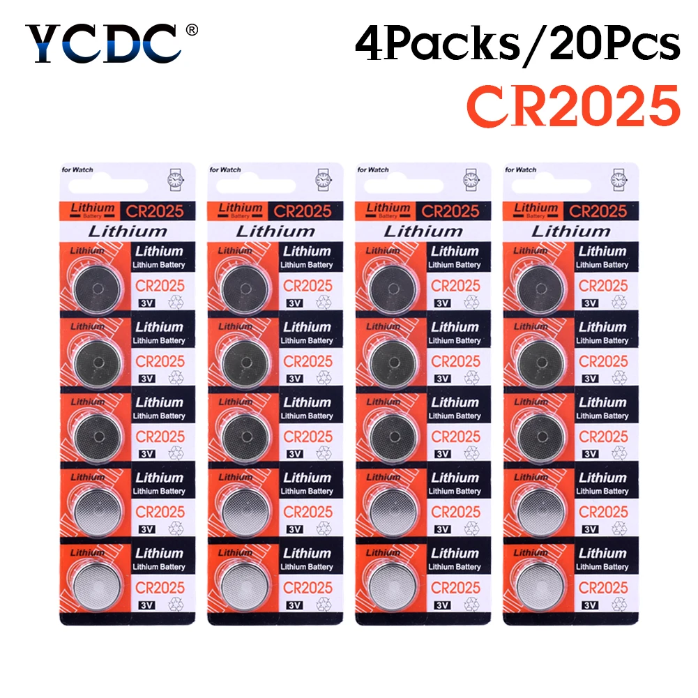 YCDC 2020 новый 20x высокого Ёмкость CR2025 Кнопка литий ионные аккумуляторы BR2025 DL2025 KCR2025