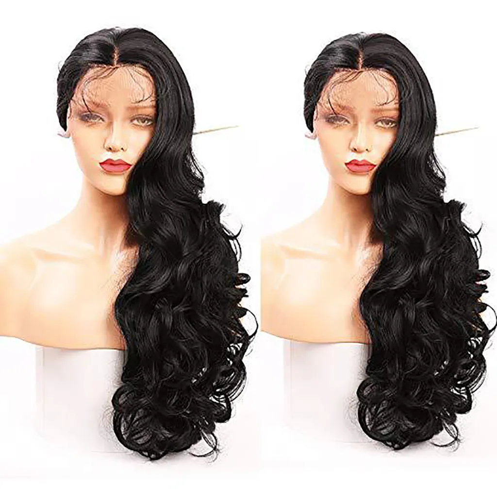 

Factory price 1pc Women Fashion Lady Black Lace Front Hair Long Wave Curly Wig Synthetic Lace Inner Net 2019 Wigs Stand Mar18