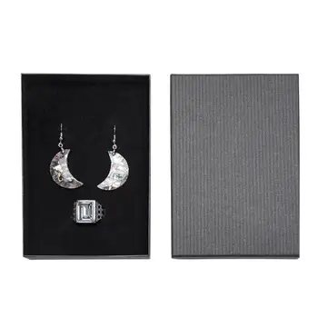 

JOCESTYLE 6pcs/Set Rectangle Shape Jewelry Gift Box Black Paper Carton Ear Rings Storage Case Organizer Box Holder Wholesale