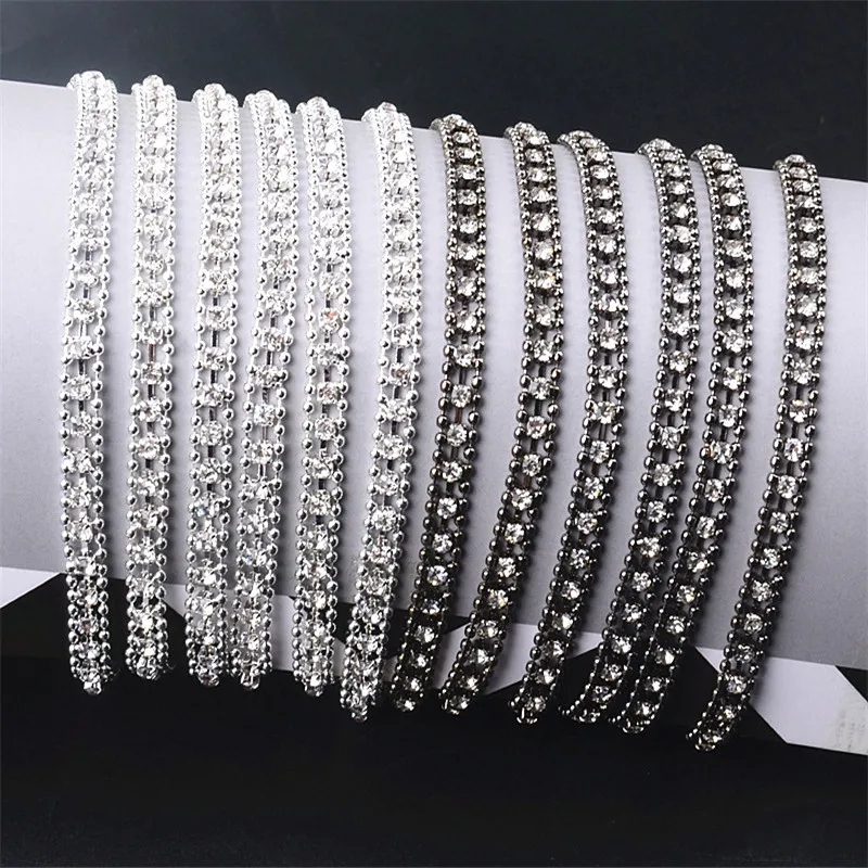 Sew On Rhinestone Chain 5 Yard Dense Crystal Diamond Chain Silver Trim