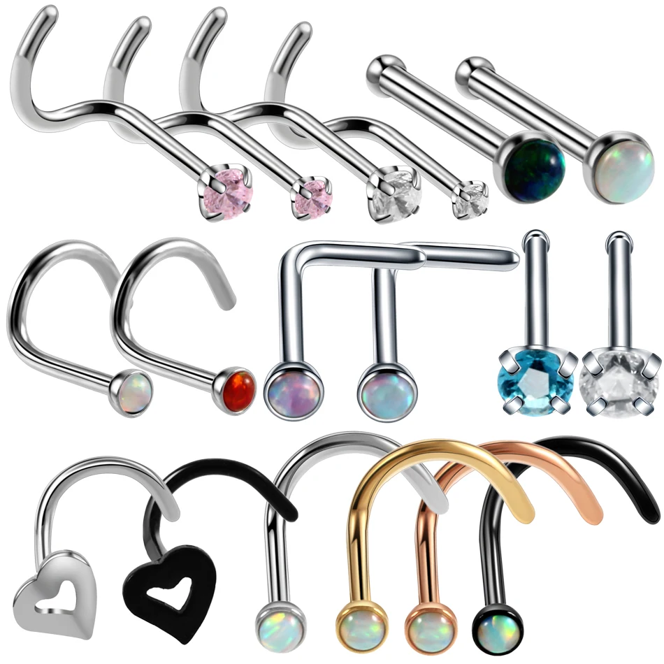 60PCS Fashion Ball Nose Stud Stainless Steel Lip Bar Ring Body Piercing 20G