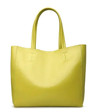 QIAOBAO Мода натуральная кожа сумка большая сумка тренд Повседневная сумка для покупок, большая емкость - Цвет: Yellow  Size L