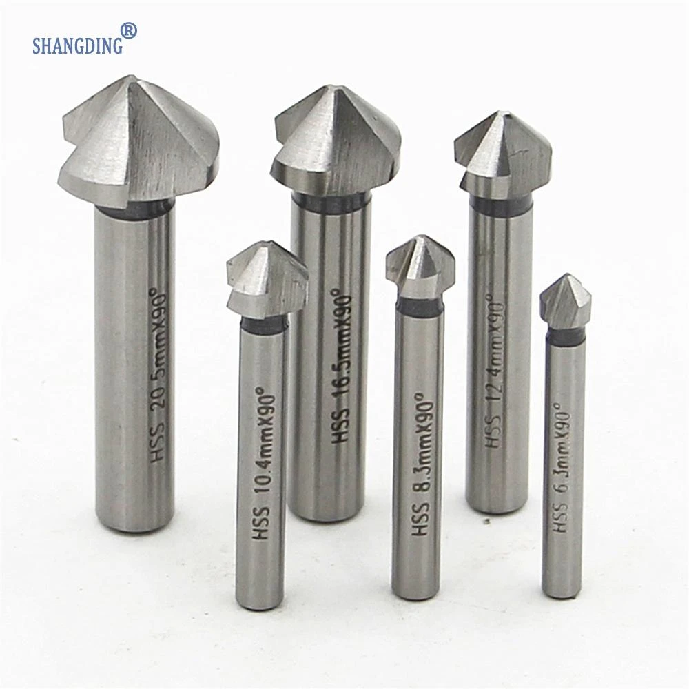 6x 3 Flute HSS Countersink Chamfer End Mill Drill Bits Cutting Tool For Metal 6x 3 Flute HSS Countersink Chamfer End Mill Drill Bits Cutting Tool For Metal
