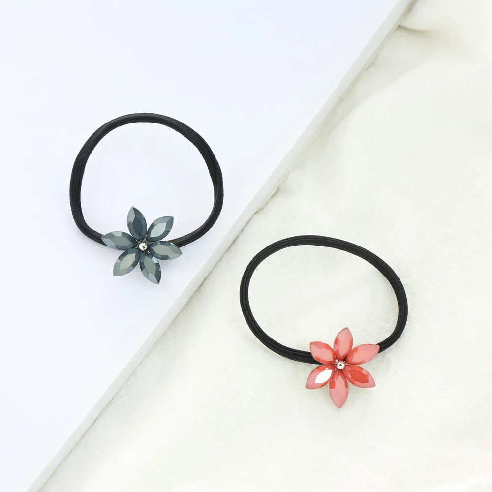 

New Arrival Crystal Flower Cute Hair Elastic Girls' Ponytail Holder Fashion Hair Accessories Dropshipping