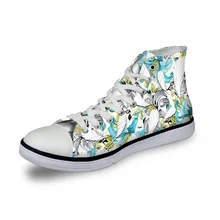 Noisydesigns Для женщин кроссовки Повседневное белый ручная роспись Объёмный рисунок(3D-принт) на плоской подошве в винтажном стиле; из парусины вулканизованные теплые ботинки с высокими берцами; обувь на плоской подошве на шнурках для девочек