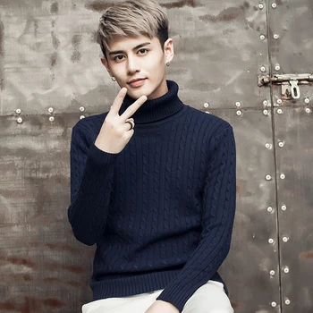 

2016 Winter Mens Turtleneck Sweaters Pullovers Clothing Warm Thick Men Cotton Knitted Sweater Male Sweaters