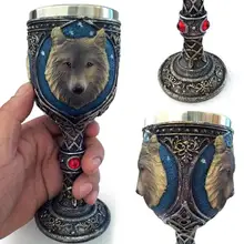 1pc Personalized Drinking Mug 3D Wolf Double Wall Resin Stainless Steel Wolf King Head Vintage Wine Goblet Cup Gift 150ML A35
