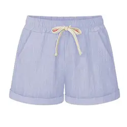 Летние женские широкие шорты из хлопка с высокой талией и карманами для девочек, повседневные шорты больших размеров M-6XL FC55