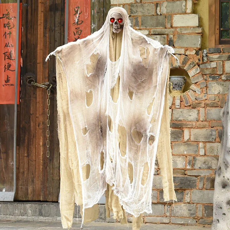 

Halloween Scare Toy Hanging Decoration Sound Control Ghost Room Escape Megaphone Electric Toys Skeleton Hanging Ghost for Prank