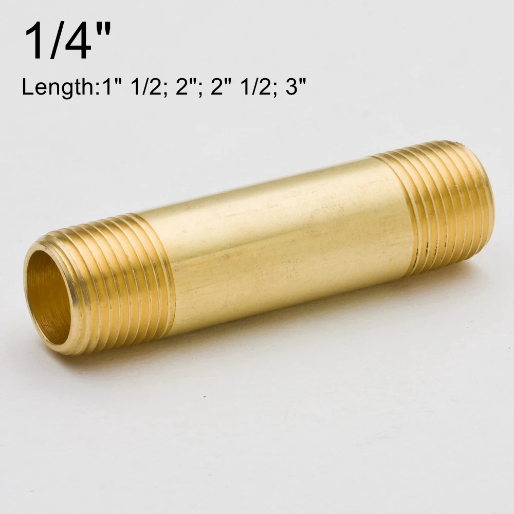 

2pcs 1/4" Brass Pipe Tube Hose Fitting Straight Long Nipple with NPT Female and Male Thread and Different Length(3327B-3330B)