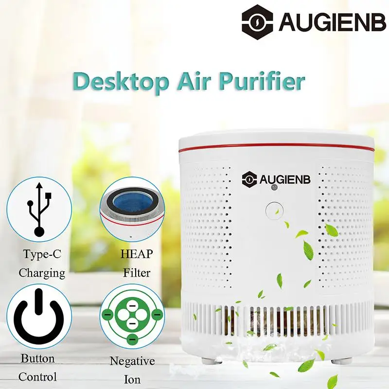 

AUGIENB Desktop Air Purifier Multifunctional Cleaner Formaldehyde PM2.5 Hepa Filter Deodorant Reduce Mold Odor Smoke Allergies