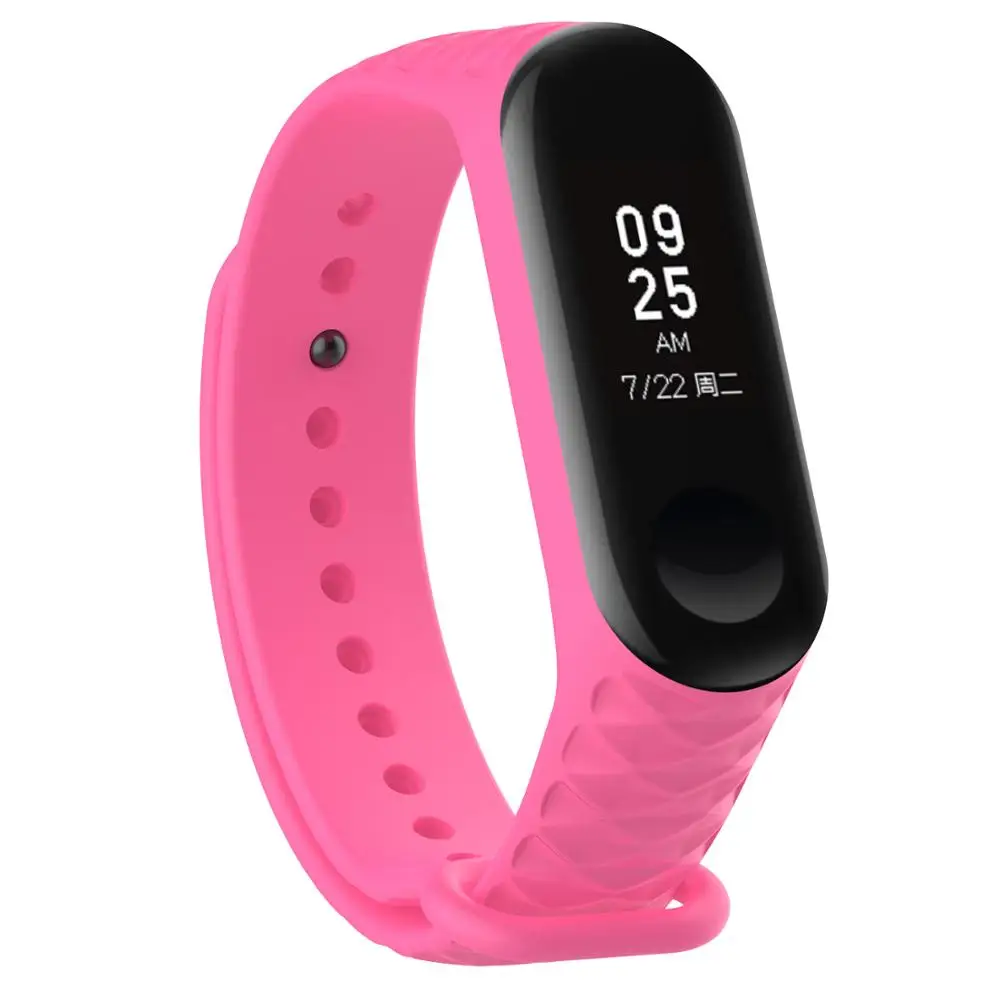 Ремешок силиконовый для Xiaomi Band 3 4 сменный Браслет с ромбовидным узором мужчин и