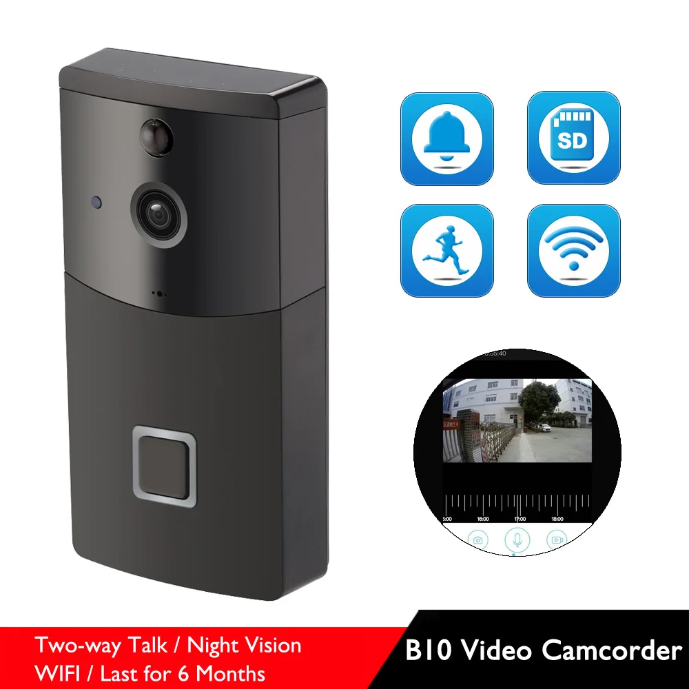 

B10 Two Way Talk WIFI Video Camcorder Low Power Last for 6-8 Months Wireless Night Vision Camera with Doorbell Option