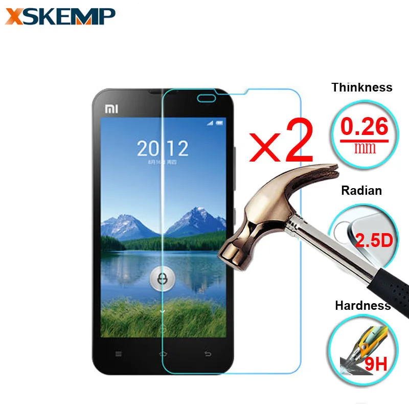 

2Pcs/Lot 9H 2.5D 0.26mm Arc Edge Tempered Glass For Xiaomi RedMi 2 Mi2 3 4 4A Pro NOTE 2 3 3S Anti-Shatter Screen Protector Film