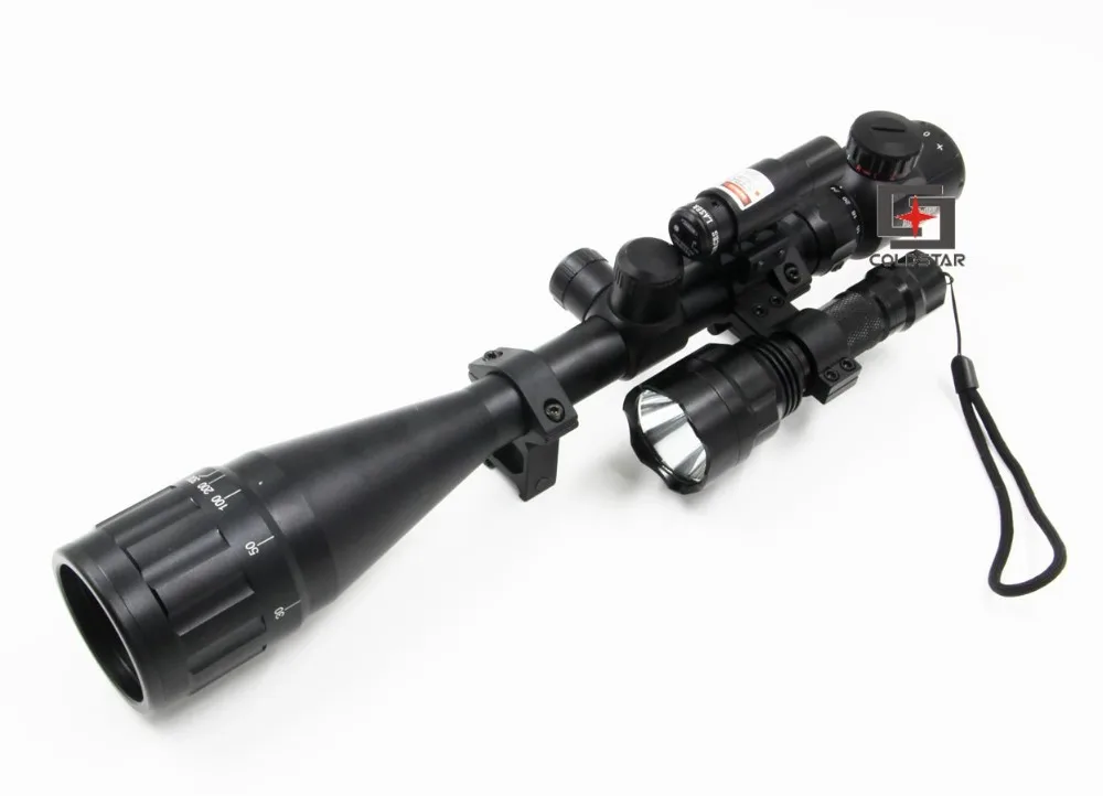 Air Comba Sight 6-24x50AOE xw/Laser& CREE T6 светодиодный фонарик для охоты 5-Mode C8 Факел вспышка оружие Свет Mira telescopica