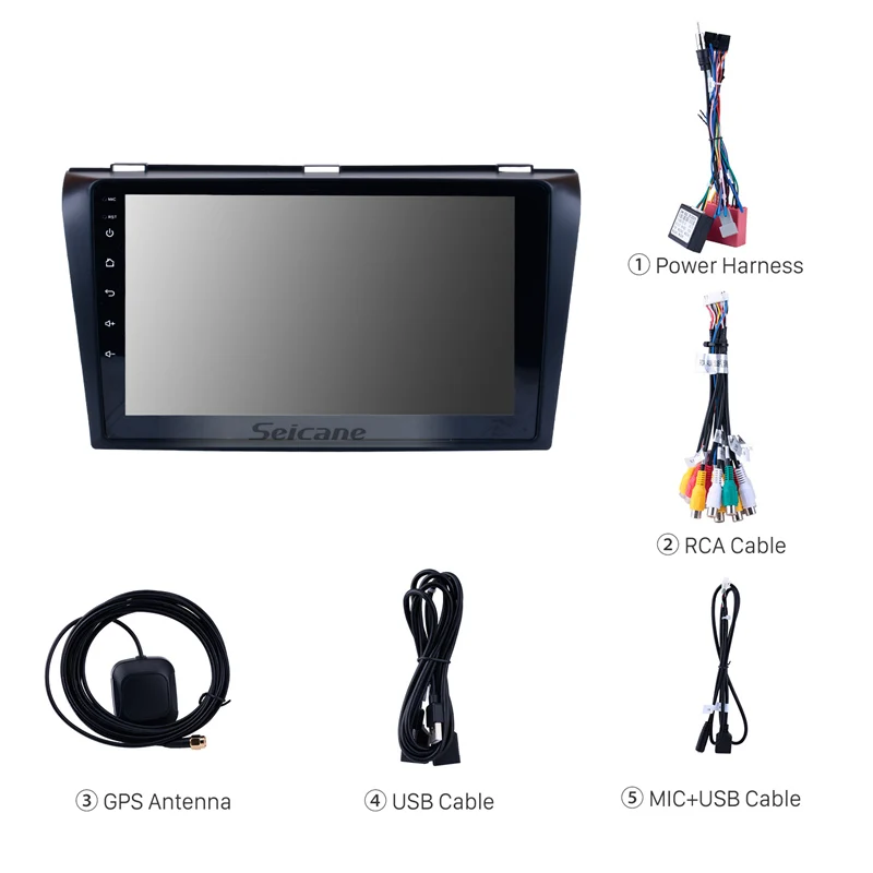 Perfect Seicane Car Multimedia player 1 Din For 2004 2005 2006 2007 2008 2009 Mazda 3 9 inch Android 9.0 8-Core 4GB RAM GPS Navigation 3