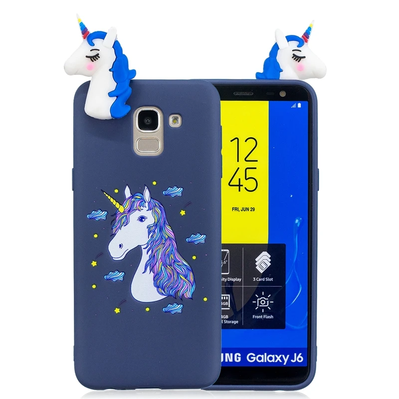 8 Чехол для samsung Galaxy J6 чехол etui samsung J4 3D панда Единорог силиконовый чехол для Funda samsung J6 J7 чехол - Цвет: 8