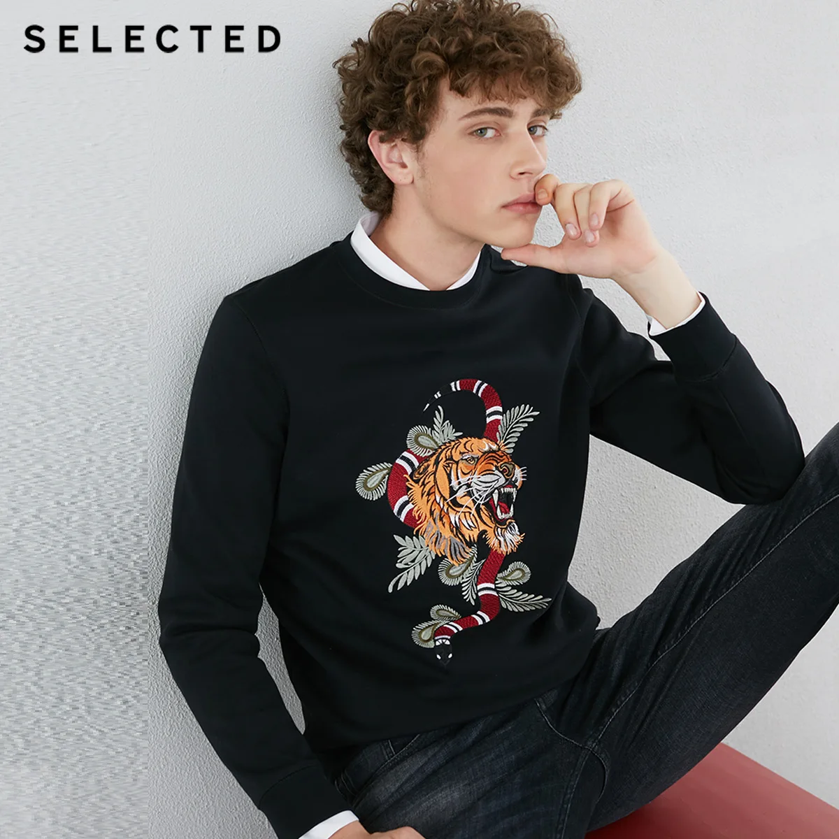 

SELECTED slade autumn new male cotton embroidered collar, long sleeved sweatshirts men S|418333528