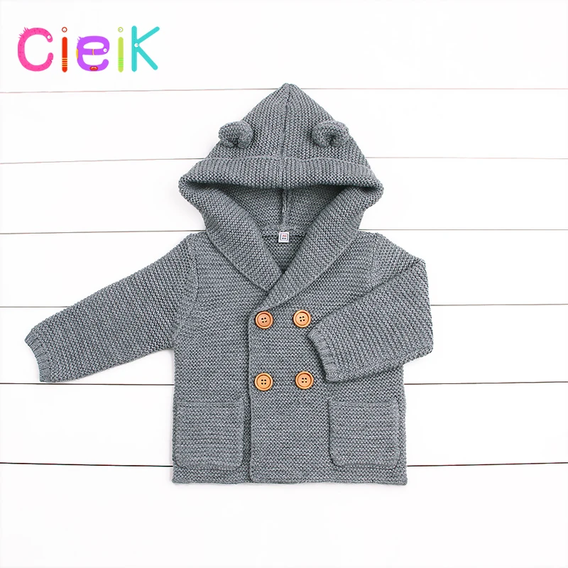 

CieiK 2018 New Spring Baby Hooded Outwear Newborn Boys Jacket Rabbit Cute Infant Knitted Infant Girls Clothes Kids Winter Coats